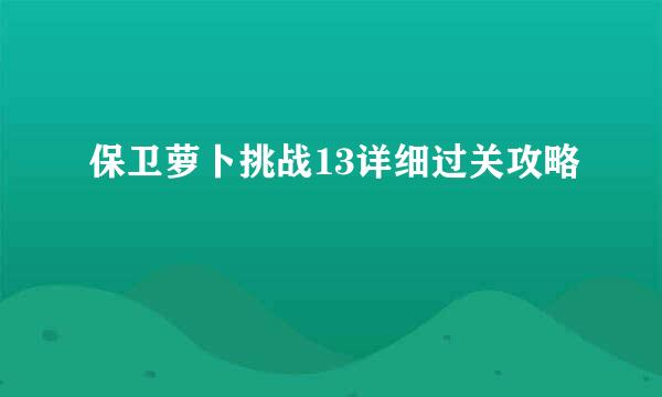 保卫萝卜挑战13详细过关攻略