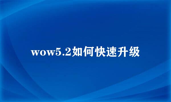 wow5.2如何快速升级