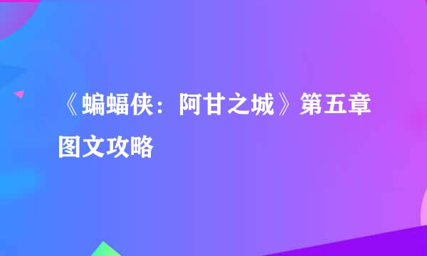 《蝙蝠侠：阿甘之城》第五章图文攻略