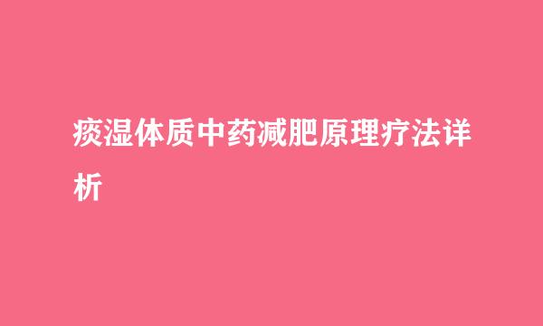 痰湿体质中药减肥原理疗法详析