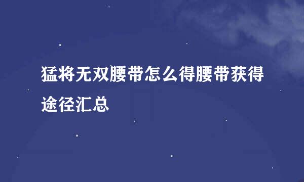 猛将无双腰带怎么得腰带获得途径汇总