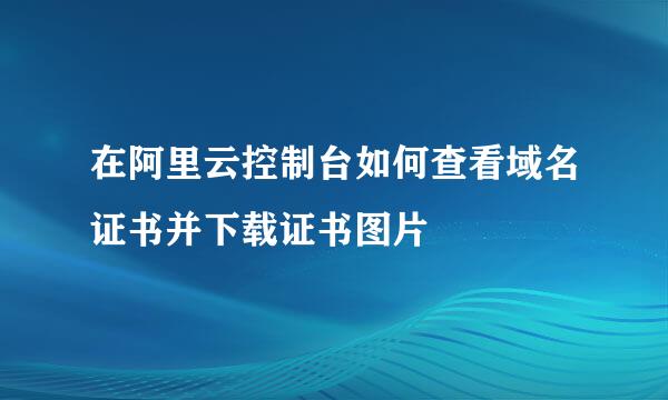 在阿里云控制台如何查看域名证书并下载证书图片