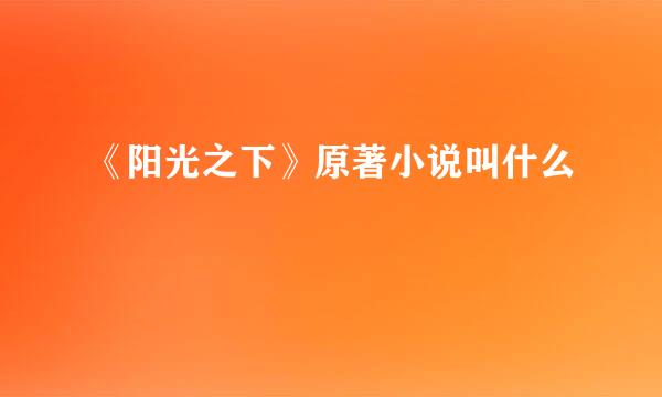 《阳光之下》原著小说叫什么