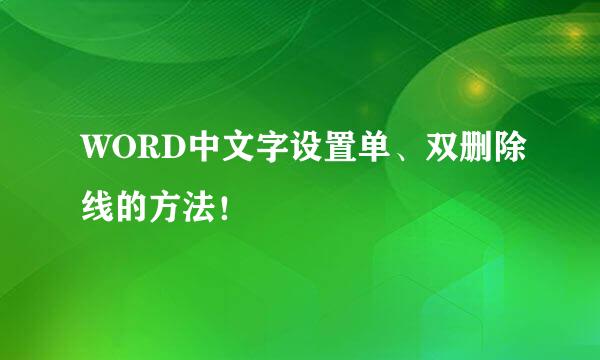 WORD中文字设置单、双删除线的方法！