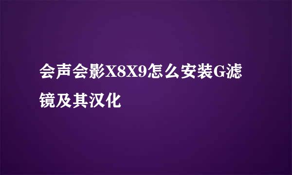 会声会影X8X9怎么安装G滤镜及其汉化