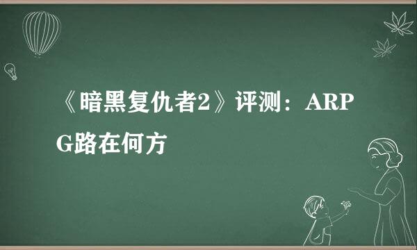 《暗黑复仇者2》评测：ARPG路在何方