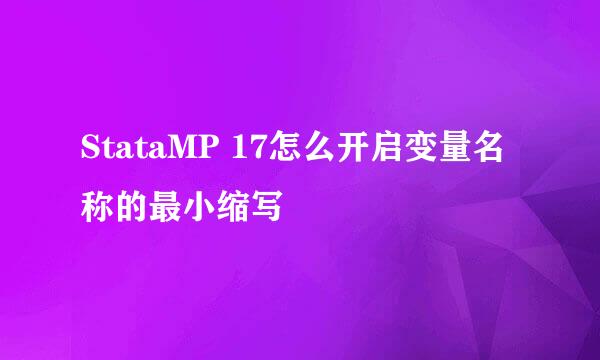 StataMP 17怎么开启变量名称的最小缩写