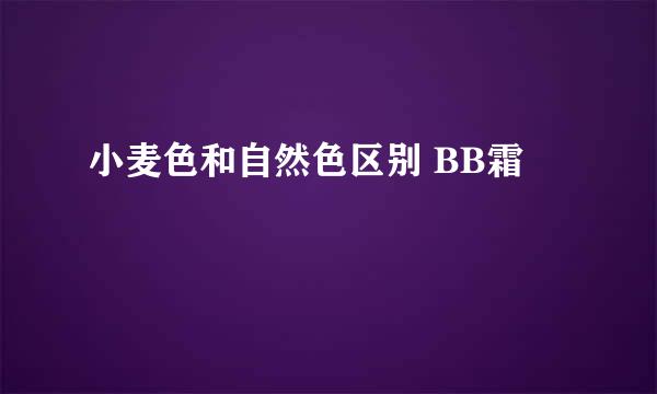 小麦色和自然色区别 BB霜