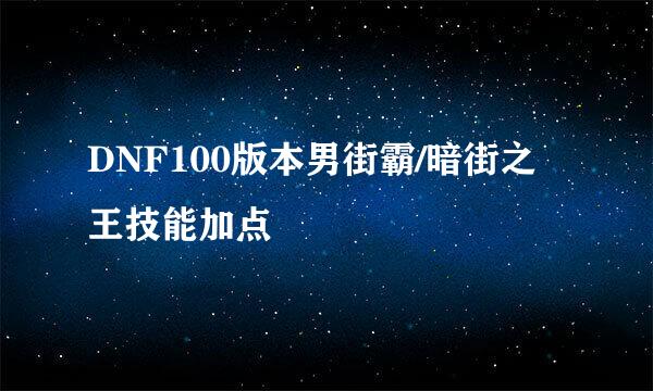 DNF100版本男街霸/暗街之王技能加点