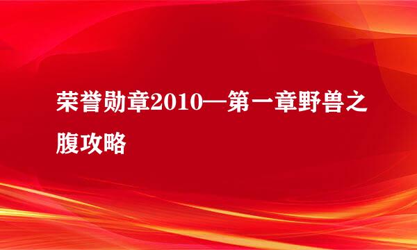 荣誉勋章2010—第一章野兽之腹攻略