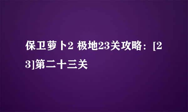 保卫萝卜2 极地23关攻略：[23]第二十三关