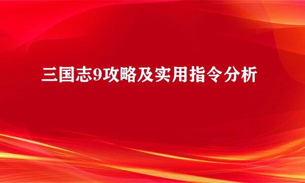 三国志9攻略及实用指令分析