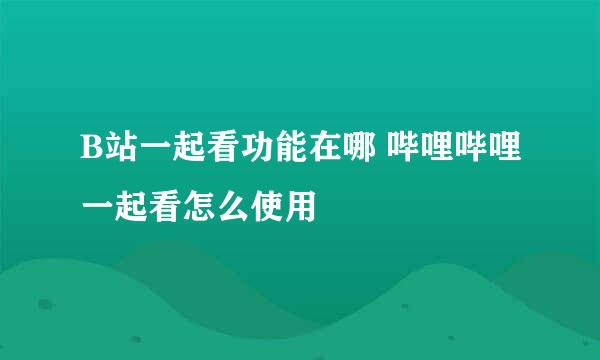 B站一起看功能在哪 哔哩哔哩一起看怎么使用