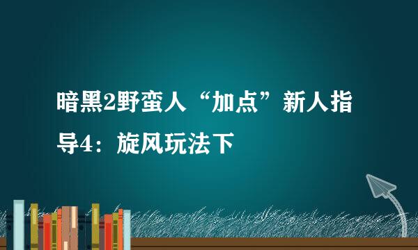 暗黑2野蛮人“加点”新人指导4：旋风玩法下