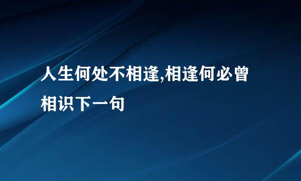 人生何处不相逢,相逢何必曾相识下一句