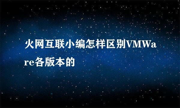 火网互联小编怎样区别VMWare各版本的