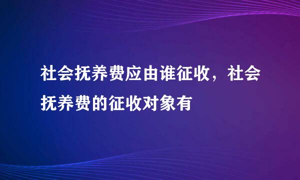 社会抚养费应由谁征收，社会抚养费的征收对象有