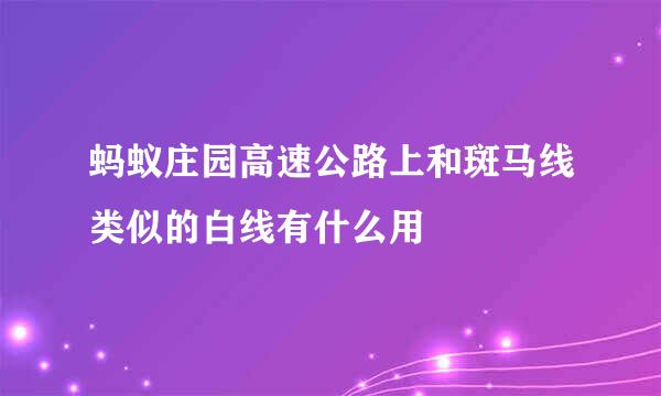 蚂蚁庄园高速公路上和斑马线类似的白线有什么用