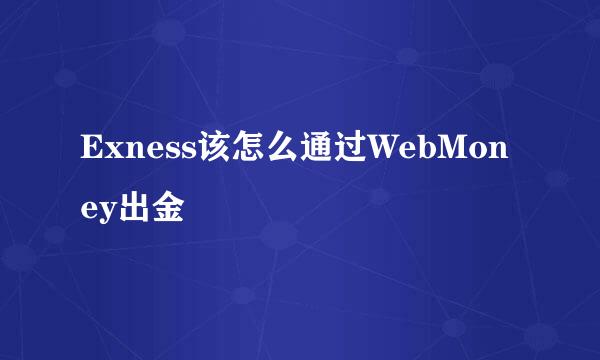 Exness该怎么通过WebMoney出金