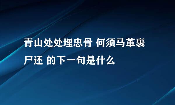 青山处处埋忠骨 何须马革裹尸还 的下一句是什么