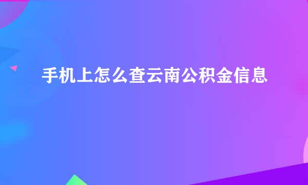 手机上怎么查云南公积金信息