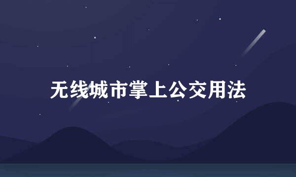 无线城市掌上公交用法