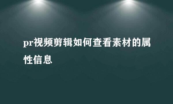 pr视频剪辑如何查看素材的属性信息