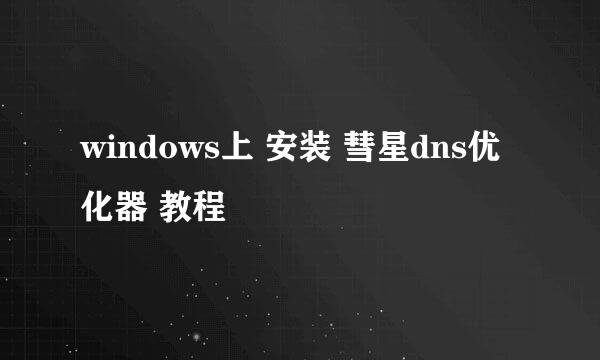 windows上 安装 彗星dns优化器 教程