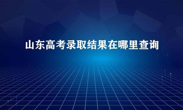 山东高考录取结果在哪里查询