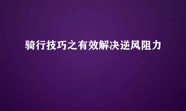 骑行技巧之有效解决逆风阻力