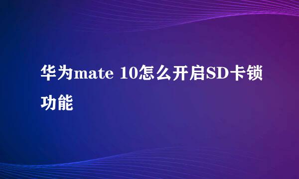 华为mate 10怎么开启SD卡锁功能