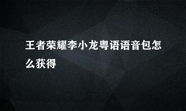 王者荣耀李小龙粤语语音包怎么获得